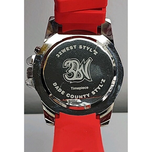 32West Styl'z Men's Watch RED Color Strap & Bezel New DC on dial = Dade County - Picture 10 of 12